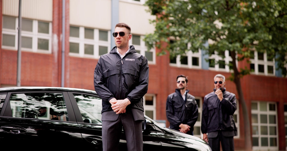 Mobile patrol security team with vehicle